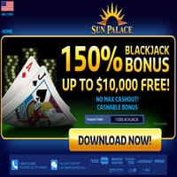 Sun Palace 150% Blackjack Bonus Offer